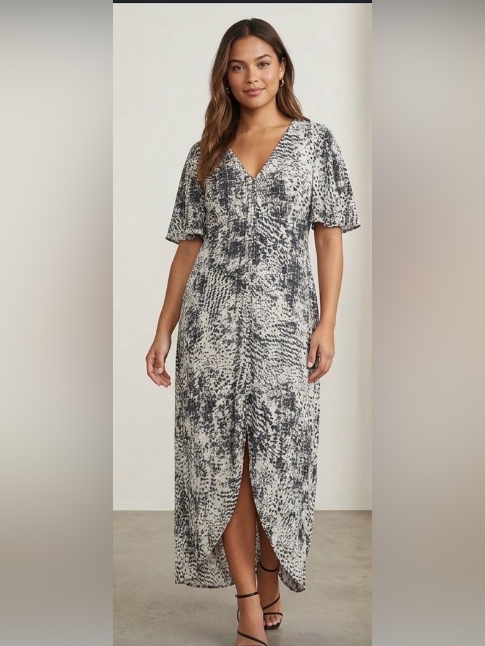 Express Black and White Flutter Sleeve Maxi Autumn Wedding Attire
